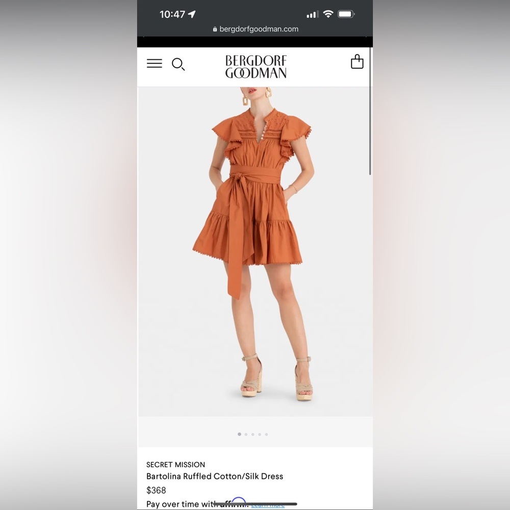 Secret Mission burnt orange mini dress
